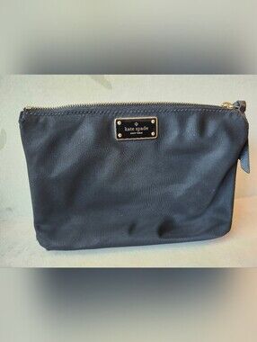 kate spade Black Nylon Men's Toiletry Pouch with Gold Trim